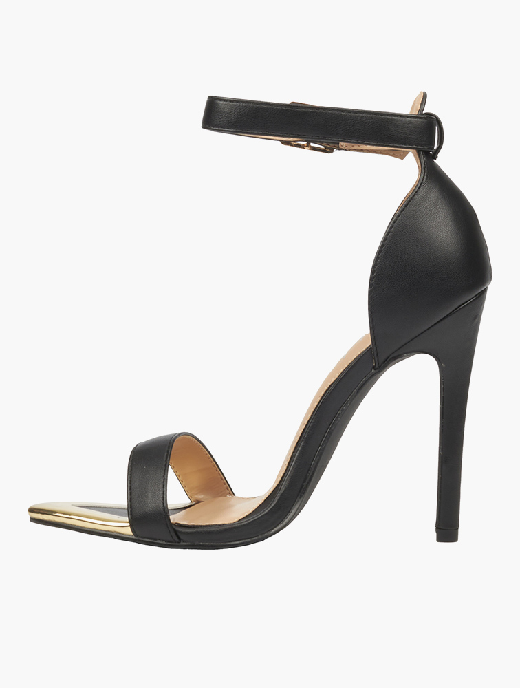 Black Edge Ankle Strap Heels